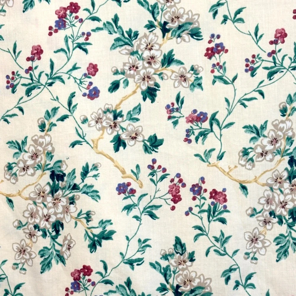 Vintage Laura Ashley Flat Sheet Full‎ Shabby Cottage Floral Bedding 90s Romantic